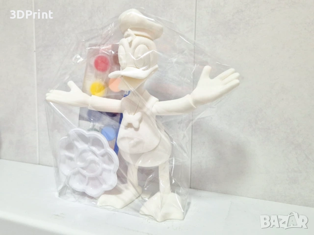 Комплект за оцветяване – 3D фигура Доналд Дък + бои и палитра (21 см), снимка 4 - Рисуване и оцветяване - 53648890