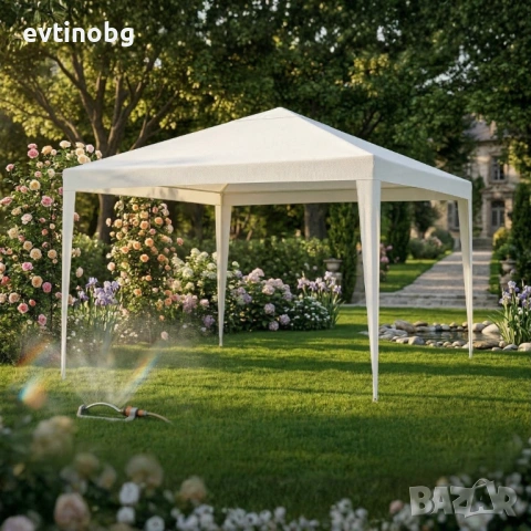 Градинска шатра тип "павилион", 3x3м, Водоустойчива, Прахово боядисана стомана, Бяла Нов Промоция