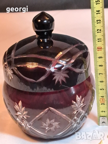 кристална захарница Bohemia рубинен кристал 29/3, снимка 8 - Аксесоари за кухня - 52294081