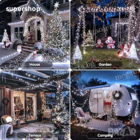 Коледни лампички 50м. с 250 Led диода в студена бяла светлина, снимка 6 - Други - 52566446