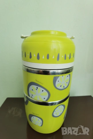 Термокутия за храна и течности от три части- ланчбокс за пътуване