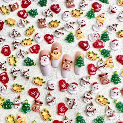 РАЗПРОДАЖБА - Коледна декорация за нокти - 30 броя, снимка 2 - Продукти за маникюр - 52720959