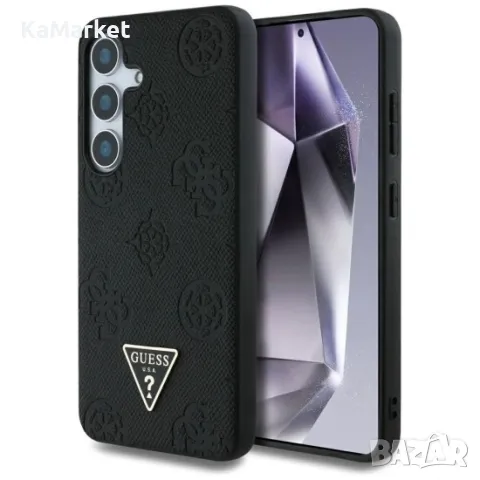 Оригинален кейс Guess Grained Hot Stamp Peony Triangle Logo MagSafe, За Samsung Galaxy S25 Ultra, Че, снимка 1 - Калъфи, кейсове - 48906857