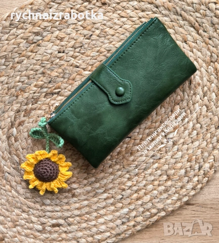 Плетен Слънчоглед, украшение за чанта, раница, снимка 3 - Подаръци за жени - 53873741