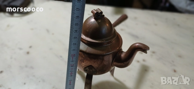 Старинен месингов чайник за греяна ракия , снимка 4 - Антикварни и старинни предмети - 52590196
