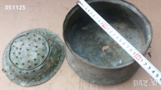 ковано възрожденско бакърче за вино с цедка , снимка 10 - Антикварни и старинни предмети - 50596590