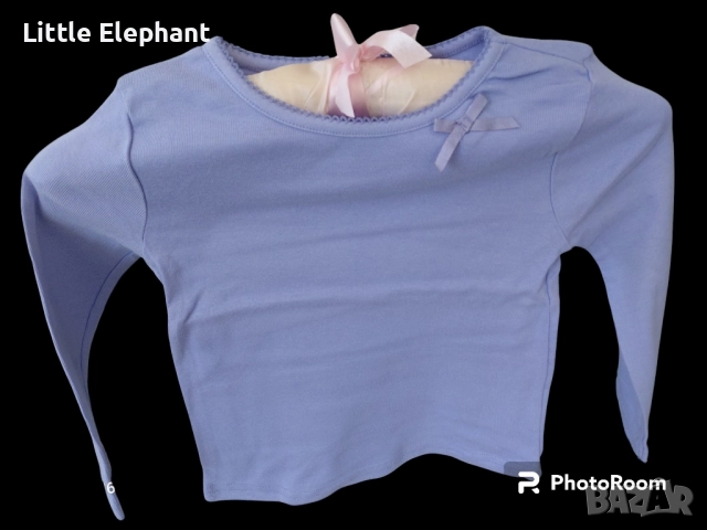 Блузка с дълъг ръкав за 2-3 год мом синя с малка панделка",колекция"Famous",Англия/нова