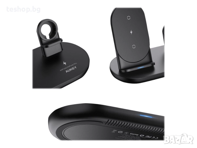 Безжично зарядно със стойка за телефон, смарт часовник Aukey LC-A3, снимка 3 - Безжични зарядни - 52263361