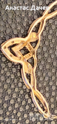 Златно дамско кулие 375 със 5 малки диаманта, снимка 2 - Колиета, медальони, синджири - 53795421