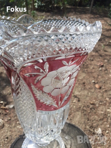 Голяма кристална ваза Бохемия, снимка 2 - Антикварни и старинни предмети - 53294723