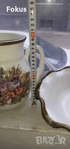 Кана с леген - гръцки порцелан маркирани, снимка 6 - Антикварни и старинни предмети - 53336997