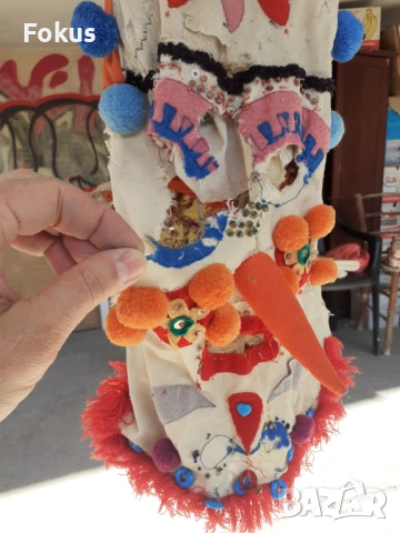 Стара шарена кукерска маска, снимка 4 - Антикварни и старинни предмети - 53291546