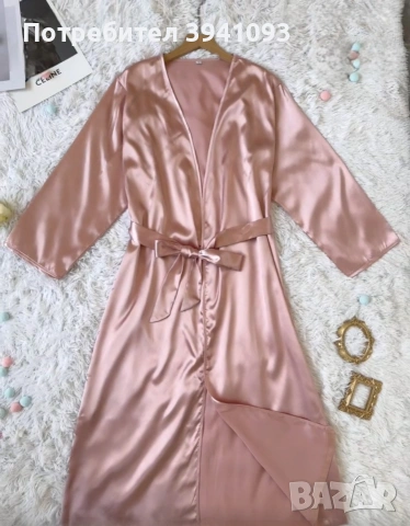 Дамски халат сатен розов Подарък за св. Валентин за жена, снимка 3 - Други - 53443600