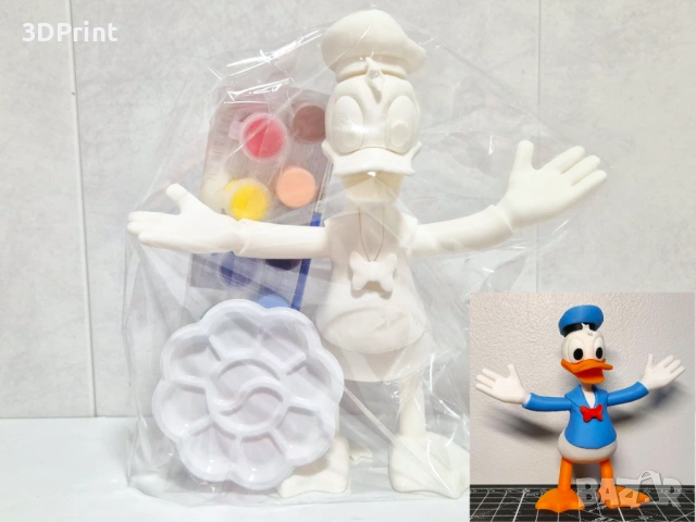 Комплект за оцветяване – 3D фигура Доналд Дък + бои и палитра (21 см)