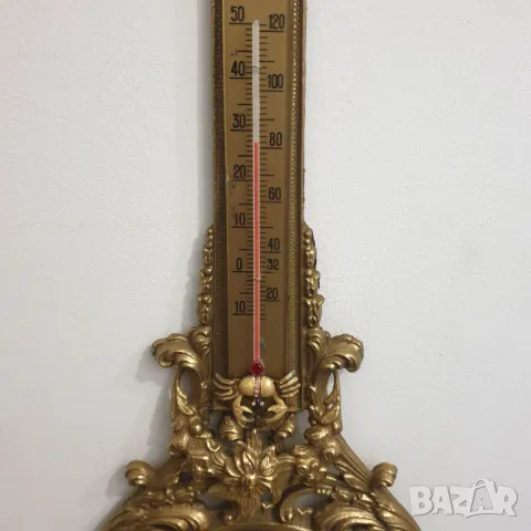 Стенен часовник от масивен месинг с влагометър-термометър, снимка 5 - Колекции - 50258303