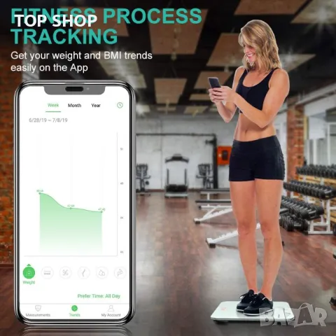 Нов Смарт кантар до 180кг Цифрова везна за баня измерва тегло BMI, снимка 4 - Други стоки за дома - 49657596