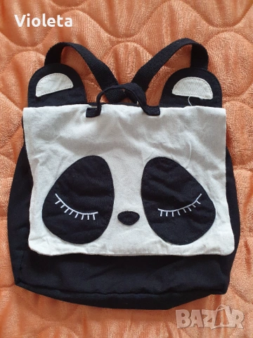 Детска платнена раничка Панда без забележки