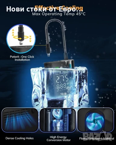 Преносима помпа за гуми T1 със 160 PSI, 4 пъти по-бърза въздушна помпа, безжична, снимка 5 - Аксесоари и консумативи - 50628170