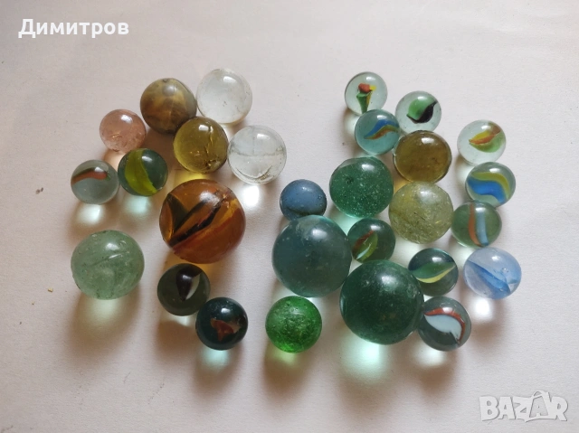 Стари стъклени топчета, снимка 2 - Колекции - 53209416