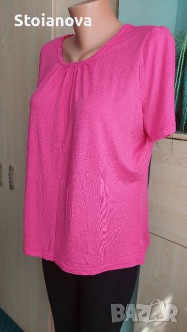Розова лятна блуза с къс ръкав, снимка 5 - Туники - 46335345