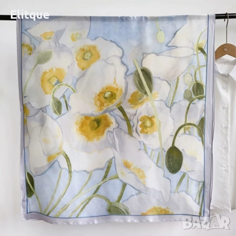 Пролетен шал с деликатен флорален принт. Размер: 90/180см, снимка 5 - Шалове - 52894813