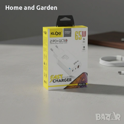 Адаптер - Зарядно устройство KL GO PD71 65W, бързо зареждане, 5 порта, снимка 6 - Друга електроника - 54028169
