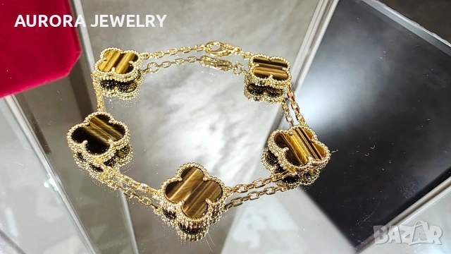 Van Cleef & Arpels VCA 5 Motifs Gold Tiger Eye Vintage Alhambra Дамска Гривна