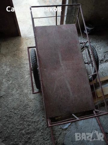 Ръчна метална количка с две гуми – здрава, за строителство или двор, снимка 2 - Други машини и части - 51515778