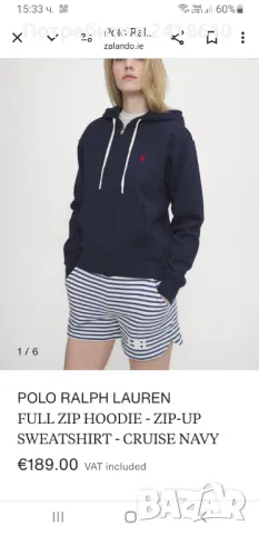 POLO Ralph Lauren Full Zip Cruise Navy Womens Size XXS НОВО! ОРИГИНАЛ! Дамски Суичер!, снимка 4 - Суичъри - 47389367