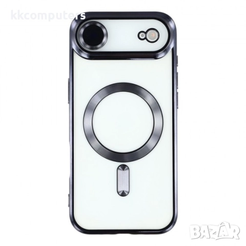 Силиконов кейс bSmart Chrome Magsafe с протектори за камерите, За iPhone 17 Air (6.9), Черен