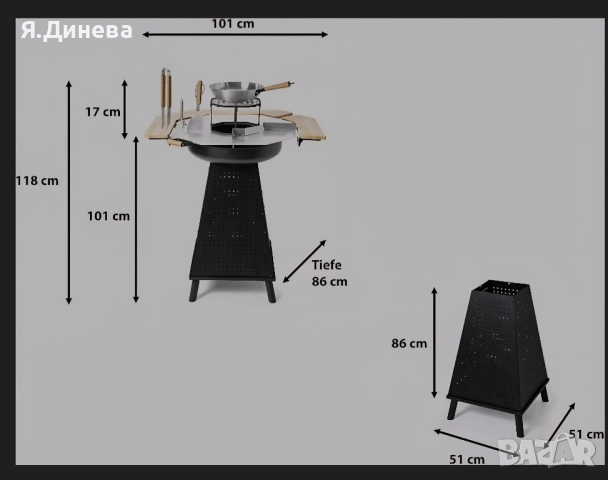 Барбекю на дървени въглища 2в1 , снимка 3 - Барбекюта - 52251121