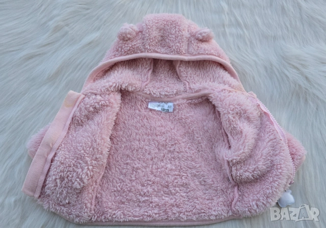 Бебешки пухен суичър за новородено, снимка 3 - Жилетки и елечета за бебе - 53911433