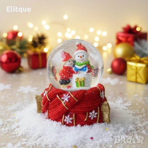 Празнична стъклена снежна топка 12х8 см – идеален коледен подарък, снимка 5 - Декорация за дома - 52644416