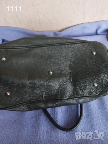 Италианска чанта естествена кожа тъмно зелен цвят., снимка 4 - Чанти - 52131440