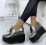Обувки на платформа - бронз кожа - 120K, снимка 1 - Дамски ежедневни обувки - 31896920