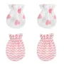 Бебешки Ръкавици Памук Бели Розови Сърца Зиг Заг - 2 чифта S_1238354, снимка 1
