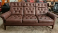 Винтидж диван тройка от естествена кожа , снимка 1