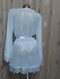 L Бял,халат от прозрачен еластичен тюл с дантела , снимка 3