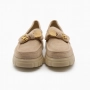 Дамски бежови мокасини от еко велур с декоративна панделка и масивна подметка, снимка 2