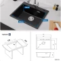 ПРОМОЦИЯ Квадратна мивка Auralum 55 x 45 см AURALUM GRANITE KITCHEN SINK 913258-06-JNC0601, снимка 6