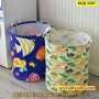 Детски кош за пране и играчки от ленен памук и водоустойчива материя - КОД 3287, снимка 1