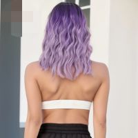 Омбре перука три цвята лилава до раменете, снимка 3 - Аксесоари за коса - 45423981