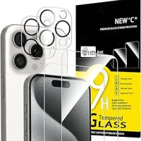 NEW'C 4 Pack: Защитно стъкло за екран и камера за iPhone 15 Pro [6.1 инча], снимка 1 - Стъкла за телефони - 45211262