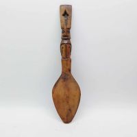 Винтидж африканска дървена лъжица с дърворезба, 31 см дълга, снимка 1 - Антикварни и старинни предмети - 45528300