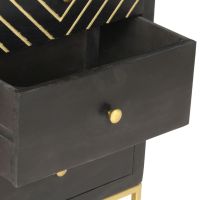 Шкаф с чекмеджета, черно и златисто, 45x30x105 см, манго масив, снимка 9 - Шкафове - 45496109