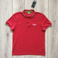 НОВА оригинална памучна червена поло тениска с яка HUGO BOSS размер L от Германия, снимка 2 - Тениски - 46065206