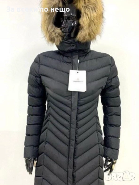 Moncler Дамско Дълго Зимно Яке С Естествен Пух На Качулката Монклер Код P1484, снимка 1