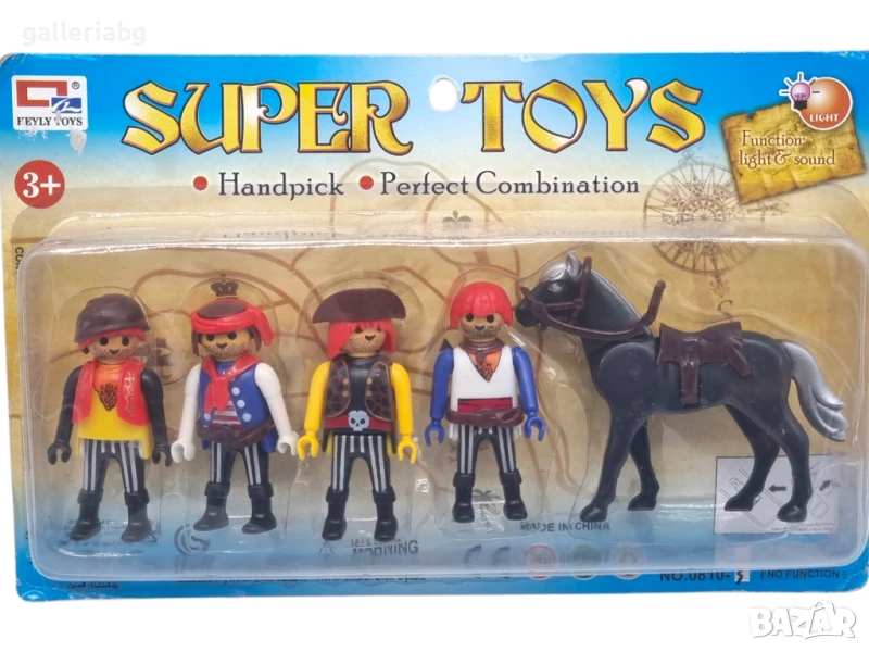 Комплект с пиратски фигурки и кон (Playmobil тип), снимка 1