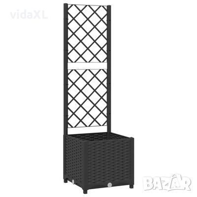 vidaXL Градински сандък с пергола, черен, 40x40x136 см, PP(SKU:318269, снимка 1