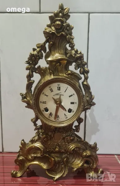 Италиански Бронзов Каминен Часовник Lancini , снимка 1